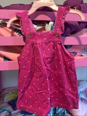 Carter's Hot Pink Polka Dot Corduroy Pinafore Dress